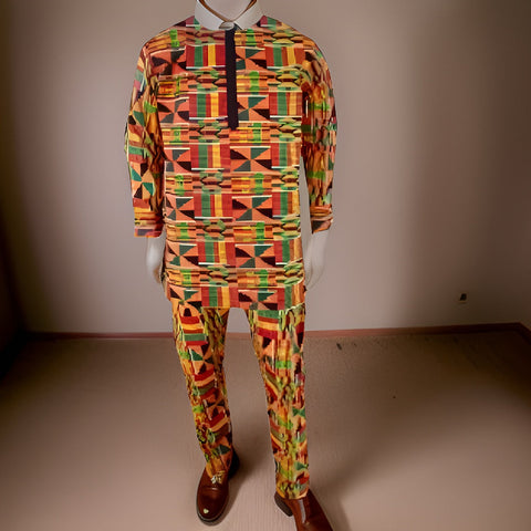 Men Kente Style2 Dashiki Pants Set (Medium) - Premium African Apparel from MAGOS - Just $65! Shop this and more African Apparel now 