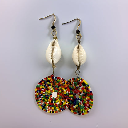 Small Cowrie Shell African Masai Earrings - Premium Jewelry from MAGOS - Just $10! Shop this and more Jewelry now 