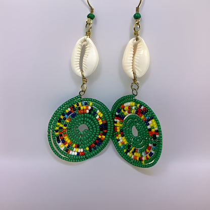 Small Cowrie Shell African Masai Earrings - Premium Jewelry from MAGOS - Just $10! Shop this and more Jewelry now 