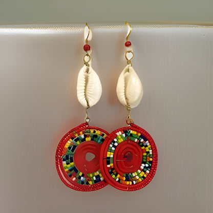 Small Cowrie Shell African Masai Earrings - Premium Jewelry from MAGOS - Just $10! Shop this and more Jewelry now 