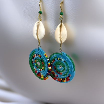 Small Cowrie Shell African Masai Earrings - Premium Jewelry from MAGOS - Just $10! Shop this and more Jewelry now 