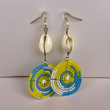 Small Cowrie Shell African Masai Earrings - Premium Jewelry from MAGOS - Just $10! Shop this and more Jewelry now 