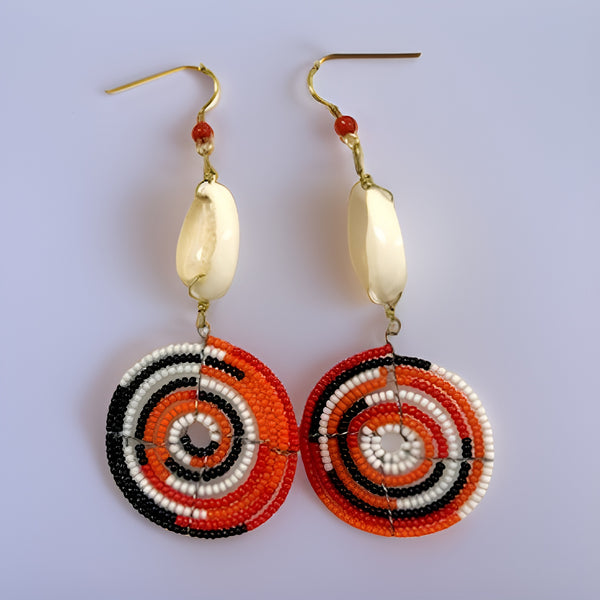 Small Cowrie Shell African Masai Earrings - Premium Jewelry from MAGOS - Just $10! Shop this and more Jewelry now 