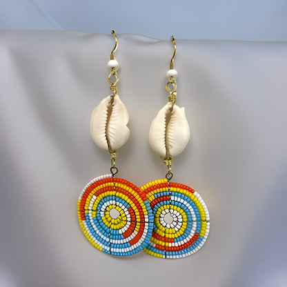 Small Cowrie Shell African Masai Earrings - Premium Jewelry from MAGOS - Just $10! Shop this and more Jewelry now 