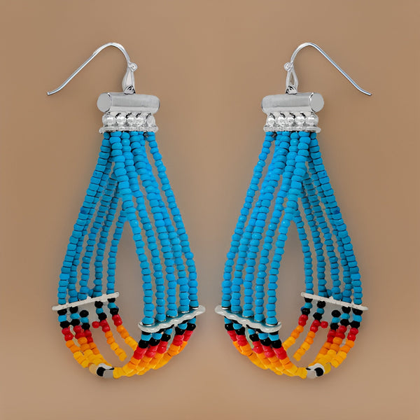 Teardrop Shaped Multi Strand Seed Bead Drop Earrings - Premium Jewelry from MAGOS - Just $5.99! Shop this and more Jewelry now 