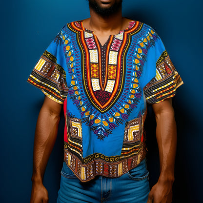 Traditional Print Unisex Dashiki Shirt (XL) - Premium African Apparel from MAGOS - Just $20! Shop this and more African Apparel now 