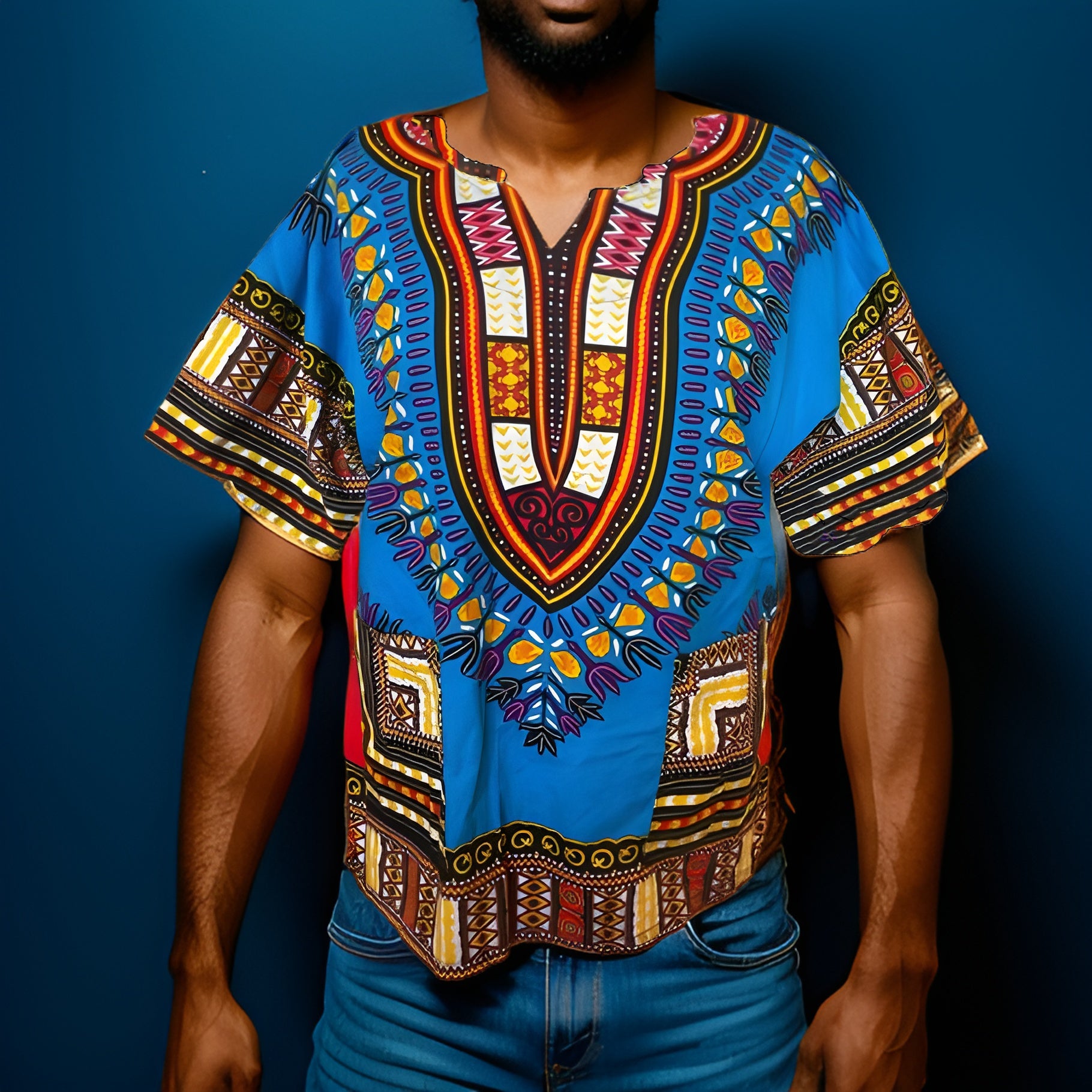 Traditional Print Unisex Dashiki Shirt (XL) - Premium African Apparel from MAGOS - Just $20! Shop this and more African Apparel now 