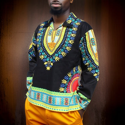 Traditional Print Unisex Dashiki Shirts (Medium Size) - Premium African Apparel from MAGOS - Just $20! Shop this and more African Apparel now 