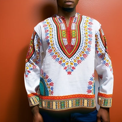 Traditional Print Unisex Dashiki Shirts (Medium Size) - Premium African Apparel from MAGOS - Just $20! Shop this and more African Apparel now 