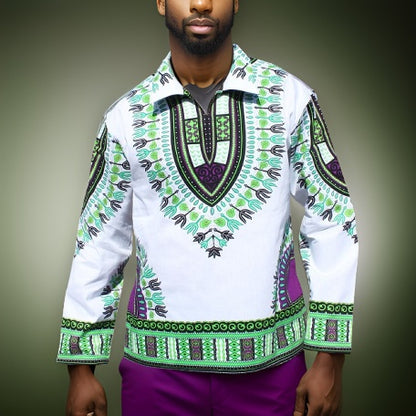 Traditional Print Unisex Dashiki Shirts (Medium Size) - Premium African Apparel from MAGOS - Just $20! Shop this and more African Apparel now 