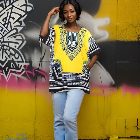 Traditional Print Unisex Dashiki Shirts (Plus Size)