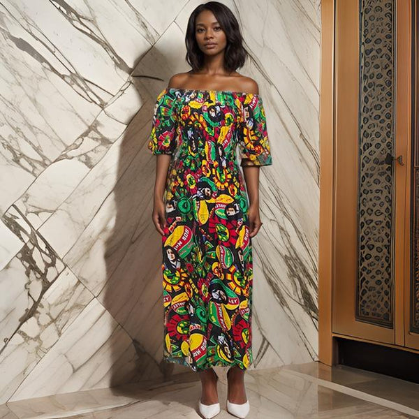 Women’s African Bob Marley Long Rayon Dress