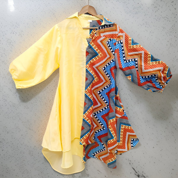Women's Two Pattern Print Panel Dress - Premium African Apparel from MAGOS - Just $49! Shop this and more African Apparel now 