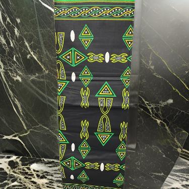 Authentic Black/Green Print African Fabric (6 yards)