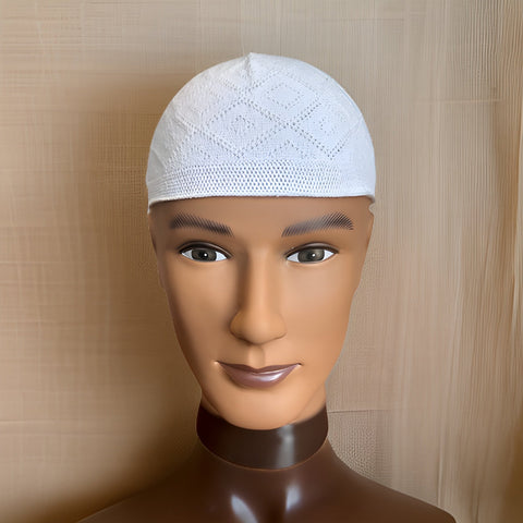 White Soft Cotton Elastic Knitted Kufi - Premium African Accessories from MAGOS - Just $10! Shop this and more African Accessories now 