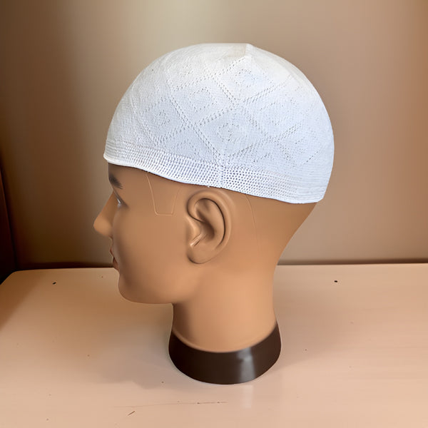 White Soft Cotton Elastic Knitted Kufi - Premium African Accessories from MAGOS - Just $10! Shop this and more African Accessories now 