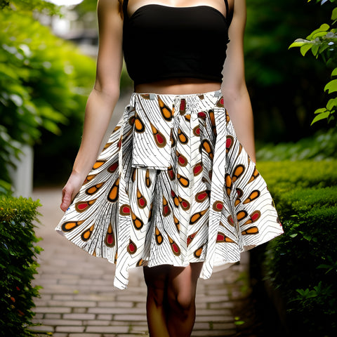 Women White Peacock Print Skirt - Premium African Apparel from MAGOS - Just $40! Shop this and more African Apparel now 