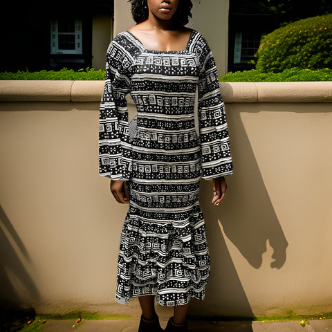 Women's African Print Smock Mermaid Maxi Dress - Premium African Apparel from MAGOS - Just $55! Shop this and more African Apparel now 