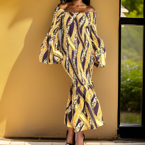 Women's African Print Smock Mermaid Maxi Dress - Premium African Apparel from MAGOS - Just $55! Shop this and more African Apparel now 