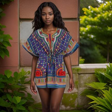 Women's Blue Dashiki Kaftan