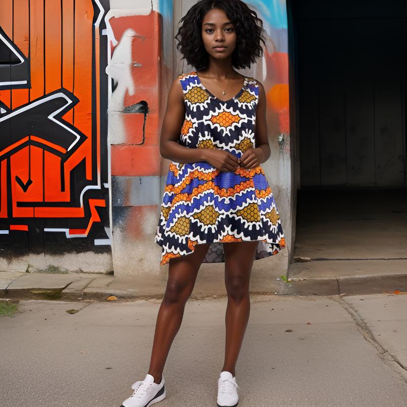 African Wax Bold Colorful Print Sleeveless Top