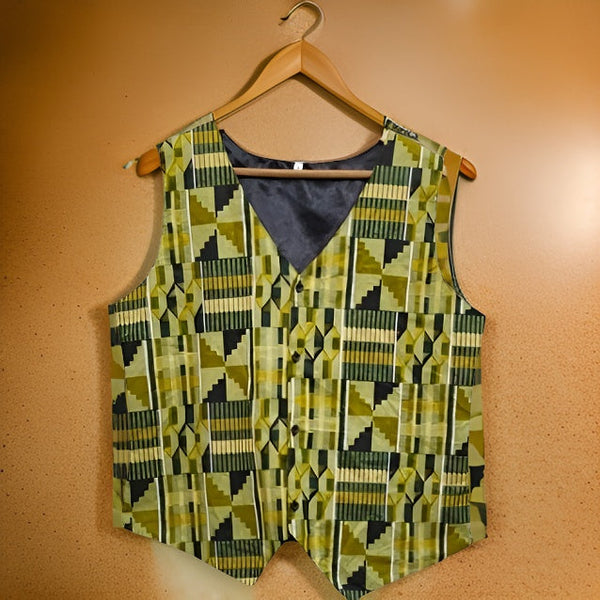 African Kente Print Vest Jacket - Premium African Apparel from MAGOS - Just $30! Shop this and more African Apparel now 