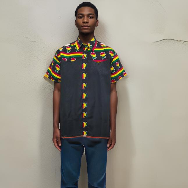 Men's African Ankara Short Sleeve Button Down Shirts