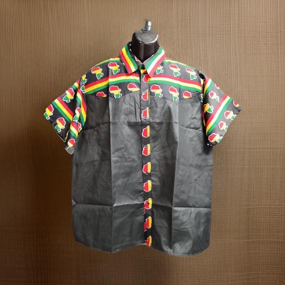 Men's African Ankara Short Sleeve Button Down Shirts