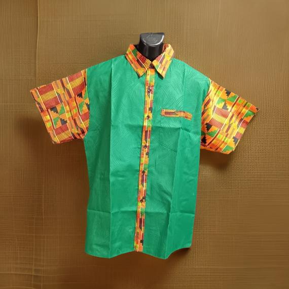 Men's African Ankara Short Sleeve Button Down Shirts