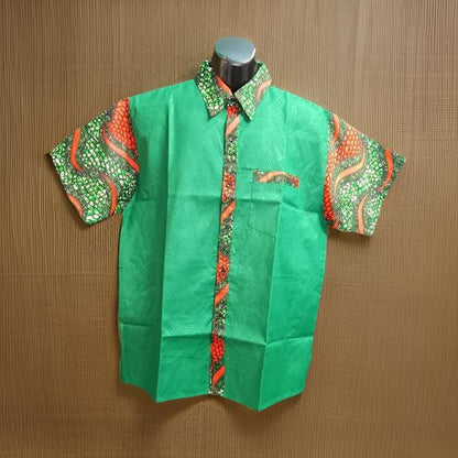 Men's African Ankara Short Sleeve Button Down Shirts