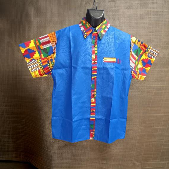 Men's African Ankara Short Sleeve Button Down Shirts