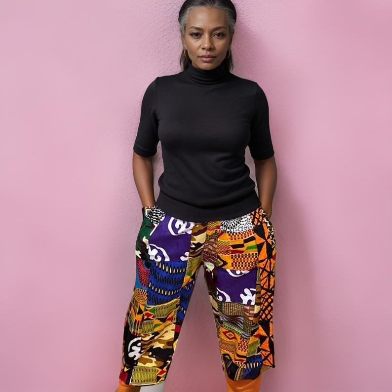 Patch Patchwork African Print Pants