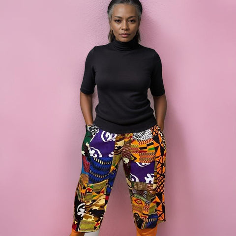 Patch Patchwork African Print Pants