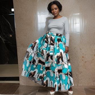 Authentic African Wax Abstract Print Skirt