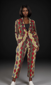 Women's Multi African Print Blazer and Pants Set