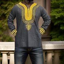 Men's Embroidered Full Sleeve African Print Shirt - Premium African Apparel from MAGOS - Just $40! Shop this and more African Apparel now 