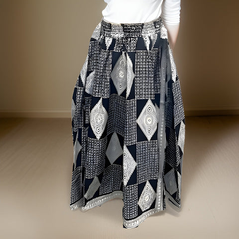 Black/White Diamond Printed Long Skirt - Premium African Apparel from MAGOS - Just $45! Shop this and more African Apparel now 