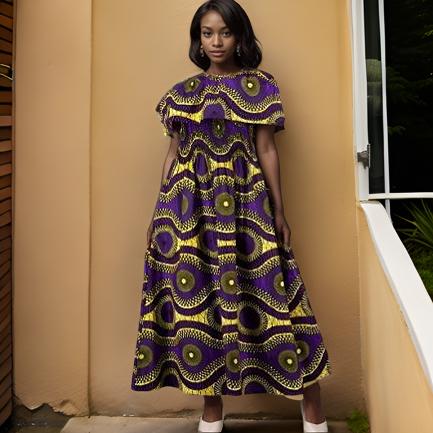 Women's African Print Off Shoulder Maxi Dress