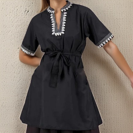Women's Black Embroidered Shirt/Dress - Premium African Apparel from MAGOS - Just $30! Shop this and more African Apparel now 
