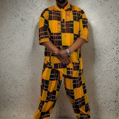 African Print 3pc Embroidered Men Pant Set - Premium African Apparel from MAGOS - Just $65! Shop this and more African Apparel now 
