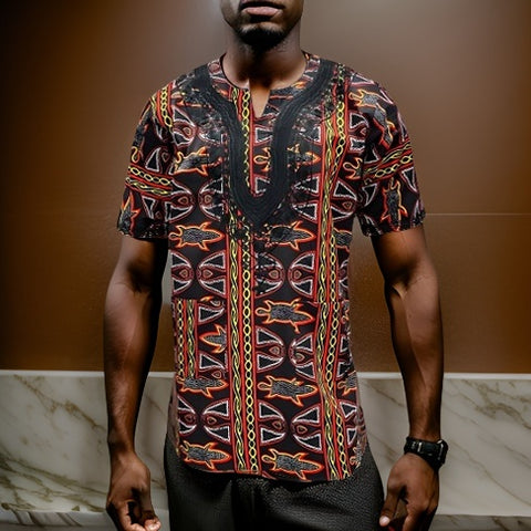Men's Embroidered Dashiki Short Sleeve Shirt - Premium African Apparel from MAGOS - Just $35! Shop this and more African Apparel now 
