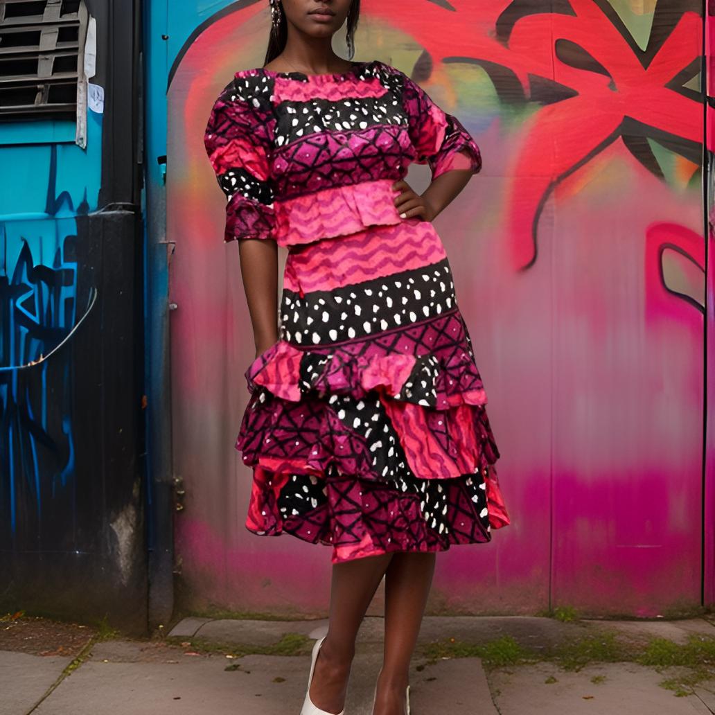 African Ankara Print Top and Skirt Set