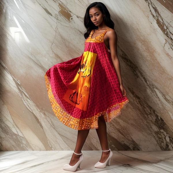 Women African Printed Umbrella Dress