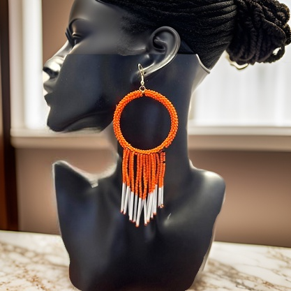 Maasai Style Beaded Hoop Tasseled Earrings - Premium Jewelry from MAGOS - Just $12.99! Shop this and more Jewelry now 