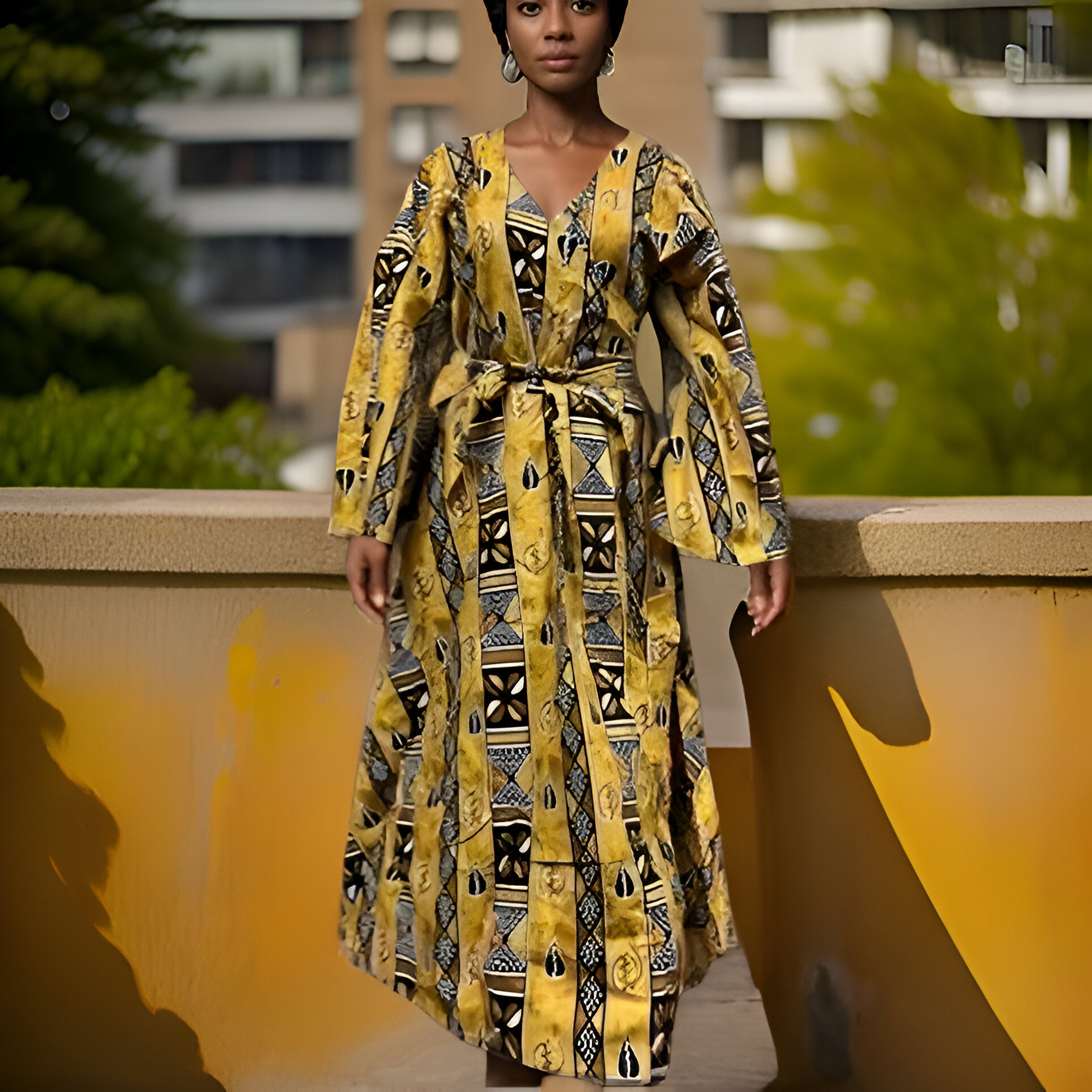 Women's African Tribal Print Wrap Dress