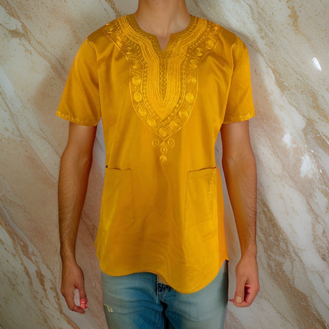 Gold Embroidered Dashiki Shirt - Premium African Apparel from MAGOS - Just $35! Shop this and more African Apparel now 