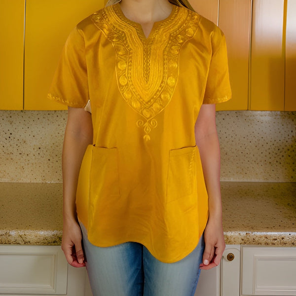 Gold Embroidered Dashiki Shirt - Premium African Apparel from MAGOS - Just $35! Shop this and more African Apparel now 