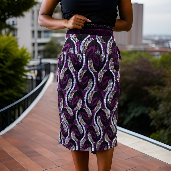 Purple African Print Pencil Skirt - Premium African Apparel from MAGOS - Just $25! Shop this and more African Apparel now 