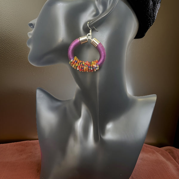 African Beaded Hoop Earrings - Premium Jewelry from MAGOS - Just $8.99! Shop this and more Jewelry now 