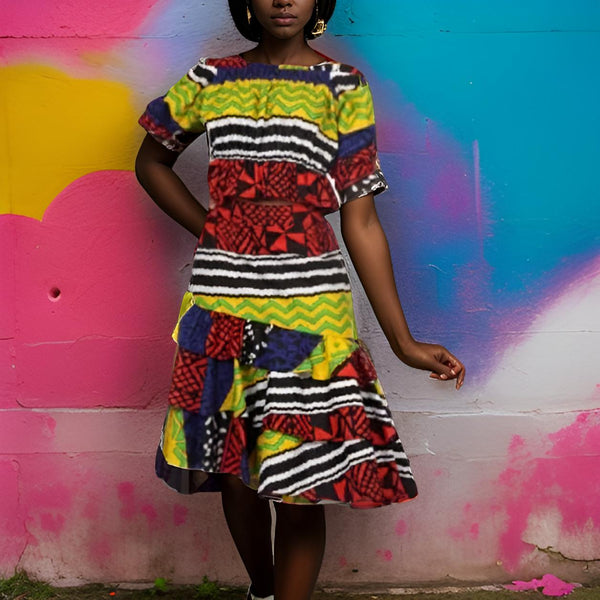 African Ankara Print Top and Skirt Set